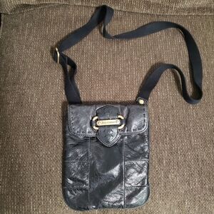 Juicy Couture Black Leather Crossbody Bag with Gold Hardware